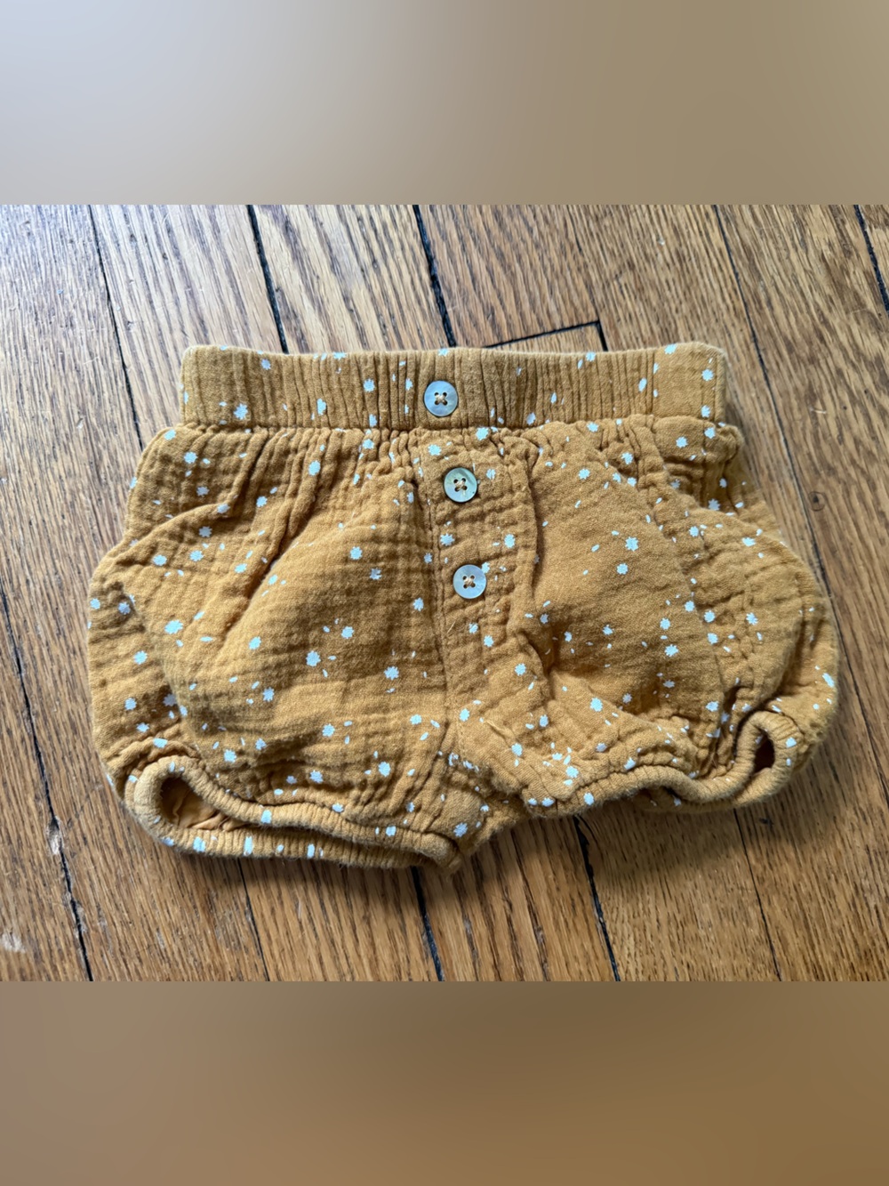 Rylee + Cru Mustard Polka Dot Bummies - Size 12-18 Months